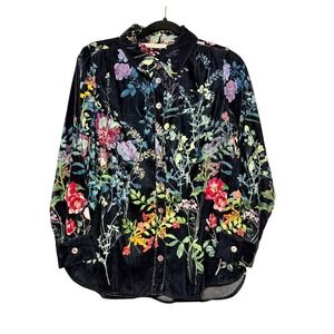 Soft‎ Surroundings Whimsical Button Up Shirt Women Size S Forest Fairy Boho Goth